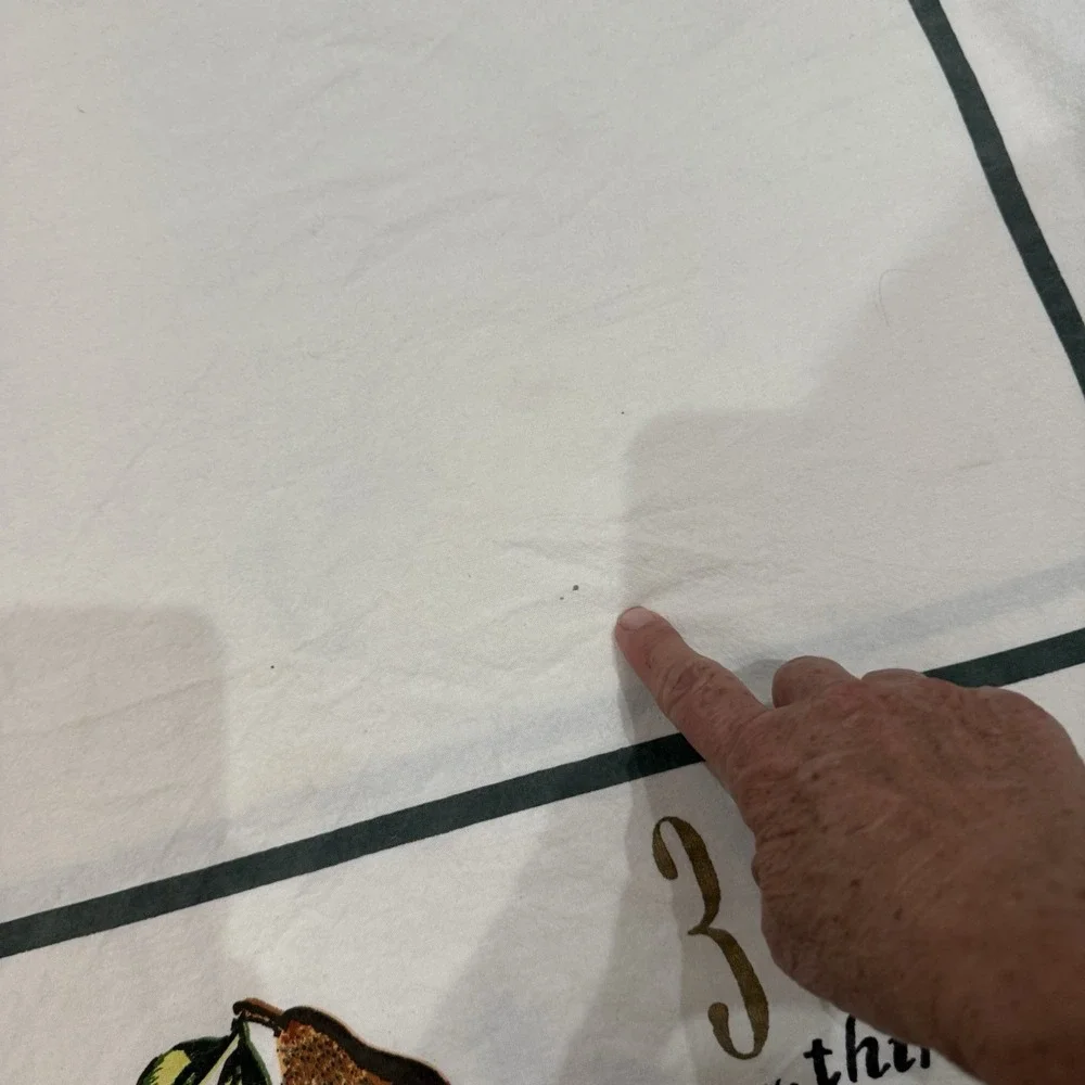 Williams Sonoma 12 Days of Christmas Tablecloth Retired Green Border 67x80